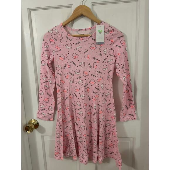 Jumping Beans Pink Minnie Pink Long Sleeve Dress Girls Size 12 - Picture 1 of 4